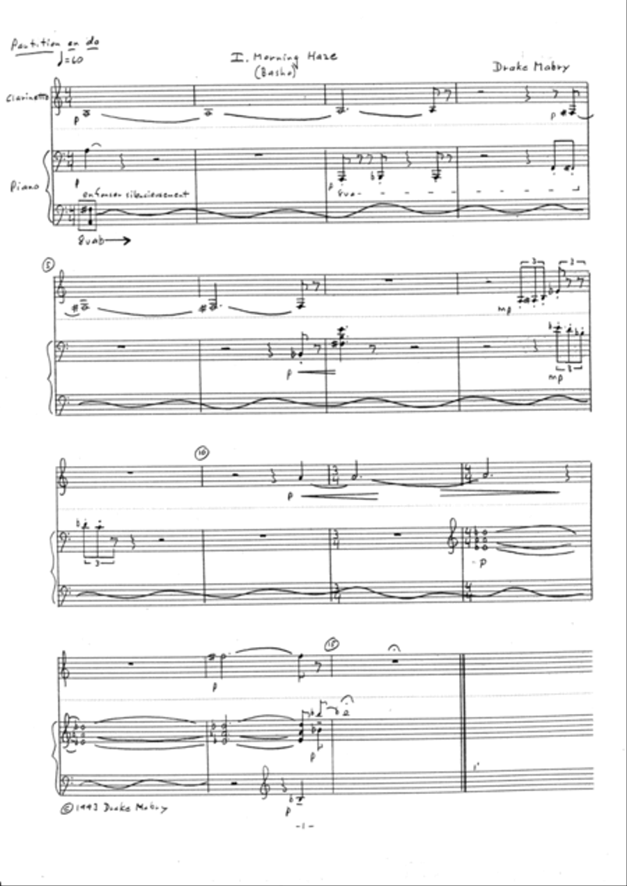 Five Haiku for clarinet and piano (a Zen experience) Woodwind Duet scores gallery preview page 3