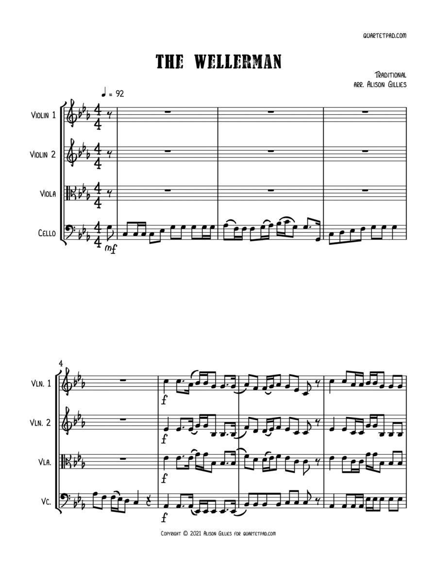 The Wellerman Sea Shanty - String Trio (optional vln2 or vla) String Trio scores gallery preview page 1