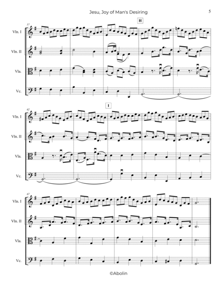 Bach: Jesu, Joy of Man's Desiring - String Quartet by Johann Sebastian Bach String Quartet - Digital Sheet Music
