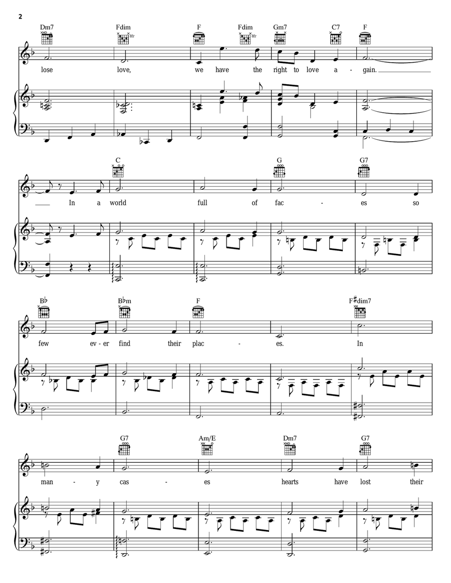 To Love Again To Love Again Piano, Vocal, Guitar scores gallery preview page 2