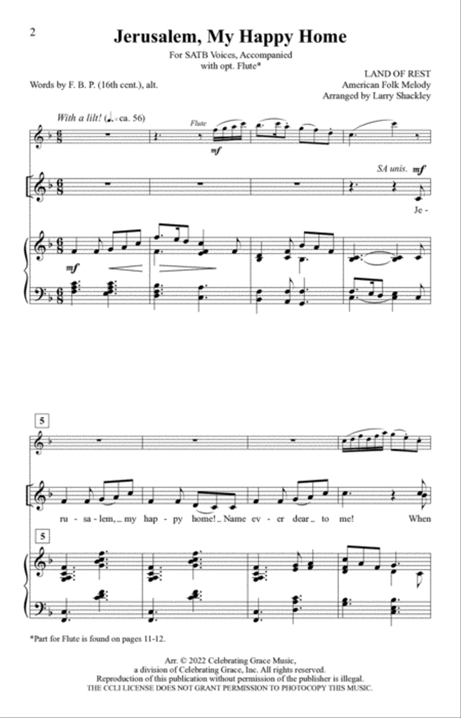 Jerusalem, My Happy Home (Digital) 4-Part scores gallery preview page 2