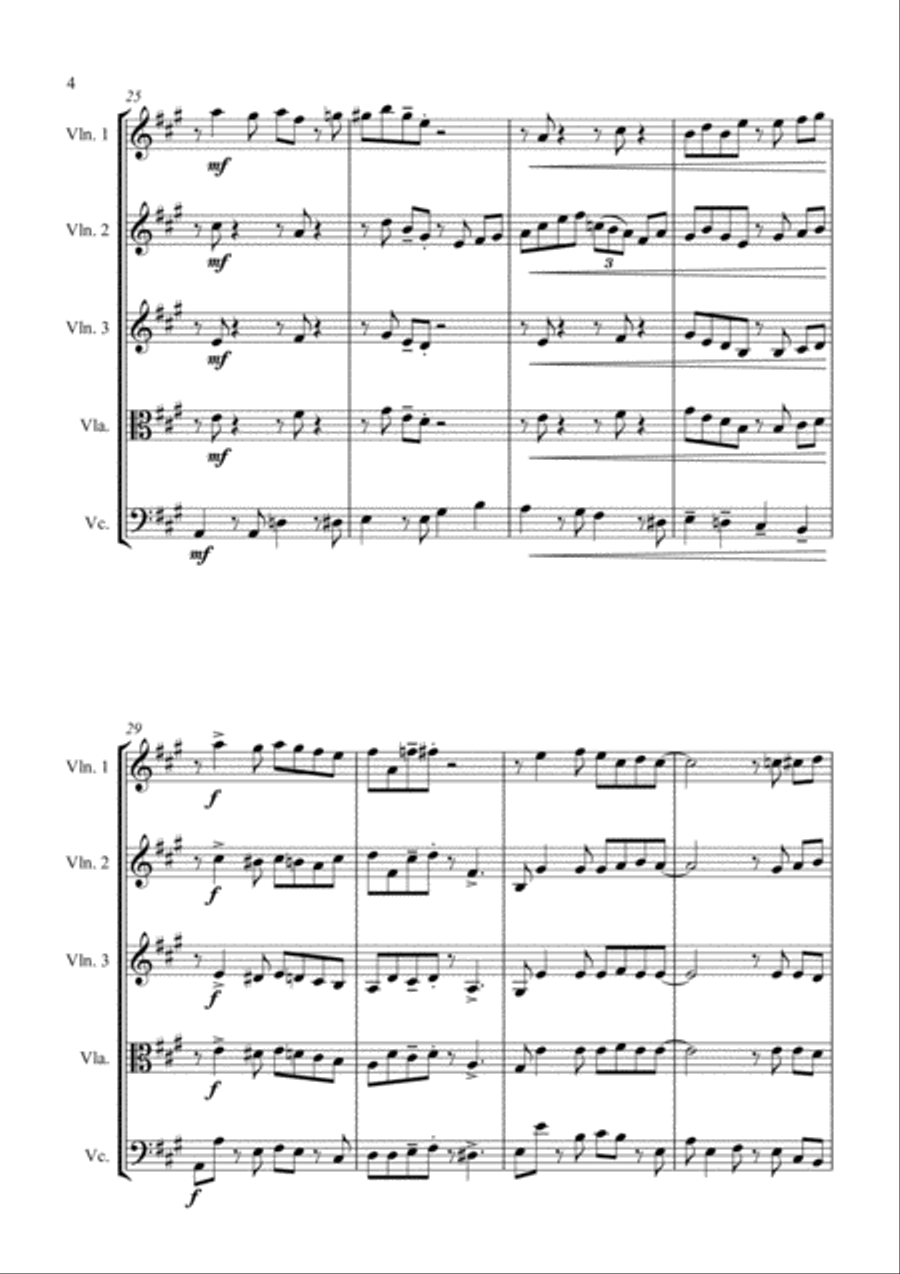 Country Garden - A Jazz Arrangement - for String Quartet String Quartet scores gallery preview page 4