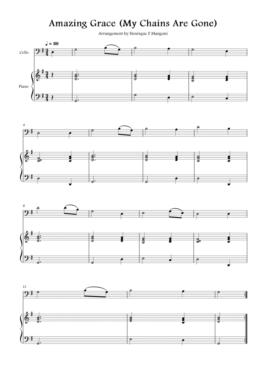 Amazing Grace (My Chains Are Gone) Piano scores gallery preview page 1
