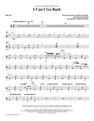 I Can't Go Back (from Pretty Woman: The Musical) (arr. Mark Brymer) - Drums