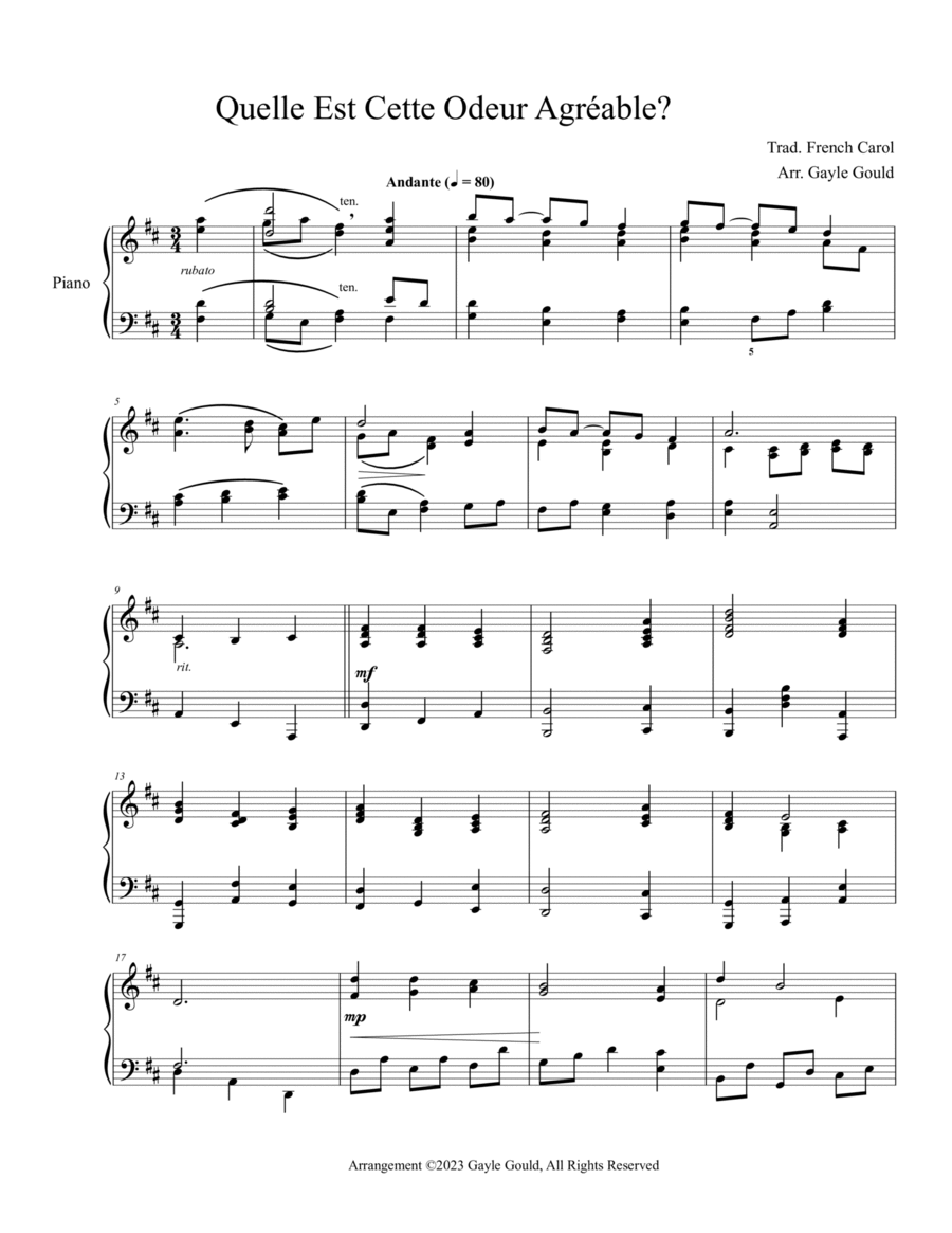 Quelle Est Cette Odeur Agréable? Piano Solo scores gallery preview page 1