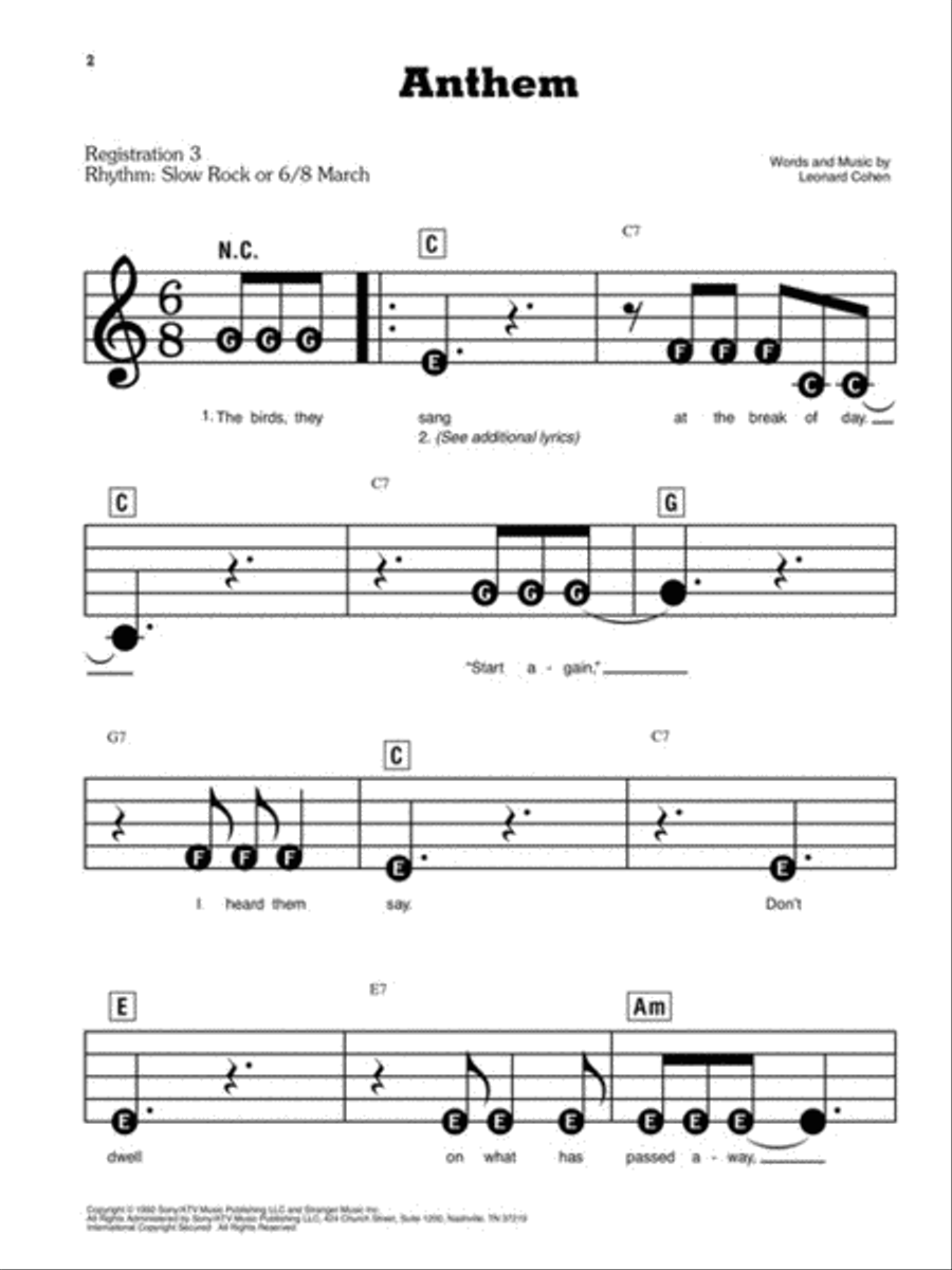 Leonard Cohen Leonard Cohen Electronic Keyboard scores gallery preview page 3