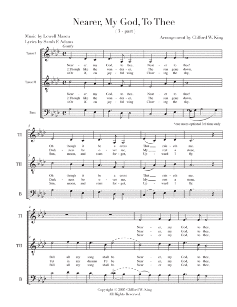 Nearer, My God, To Thee ( 3 - part ) TTBB scores gallery preview page 2