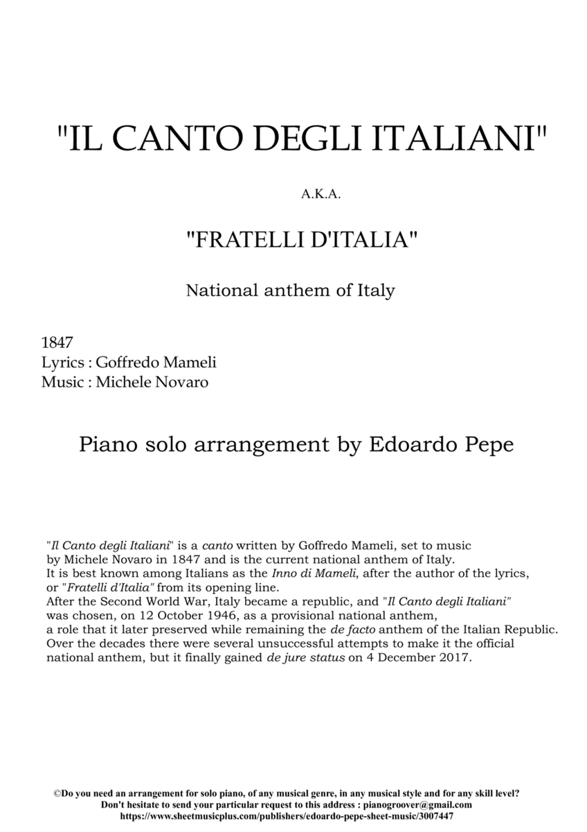 Fratelli d'Italia (Solo piano version of the Italian national anthem) image number null