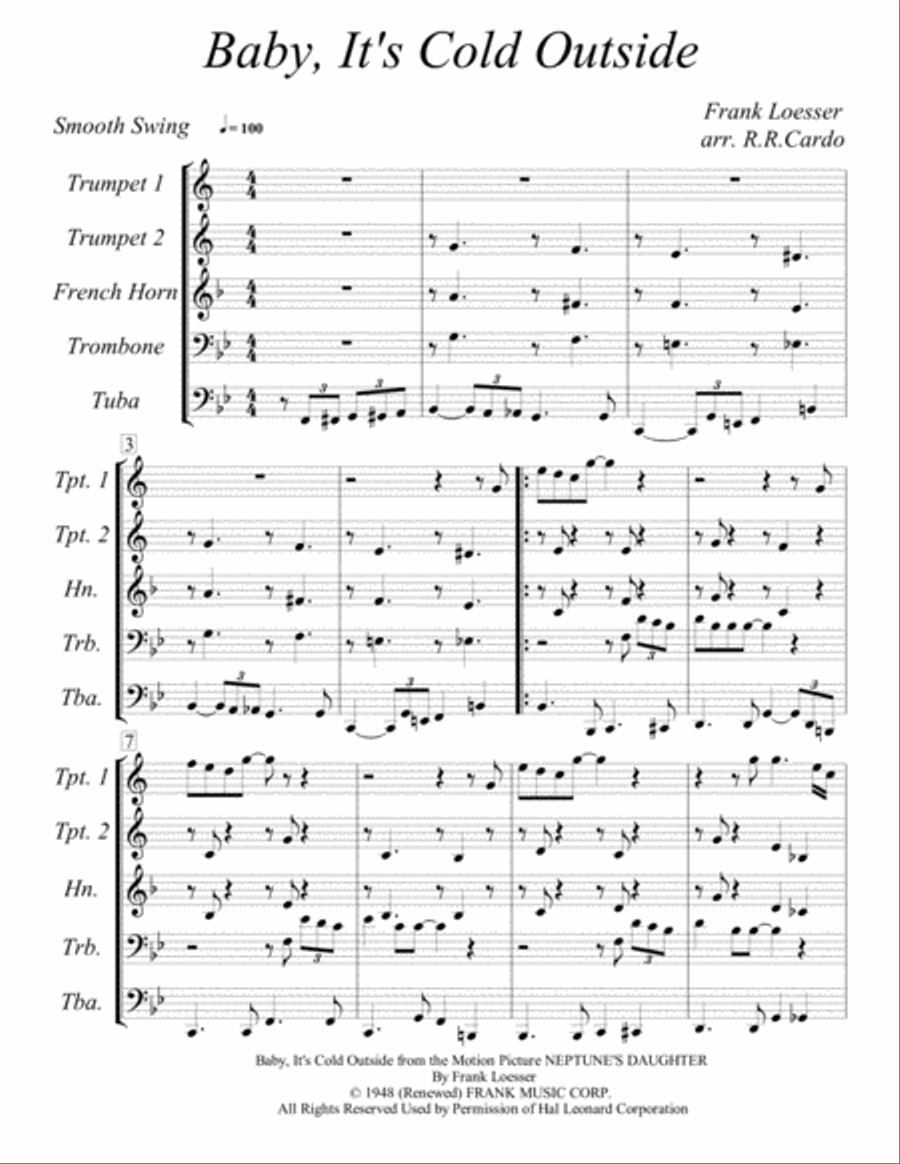 Baby, It's Cold Outside Brass Ensemble scores gallery preview page 1