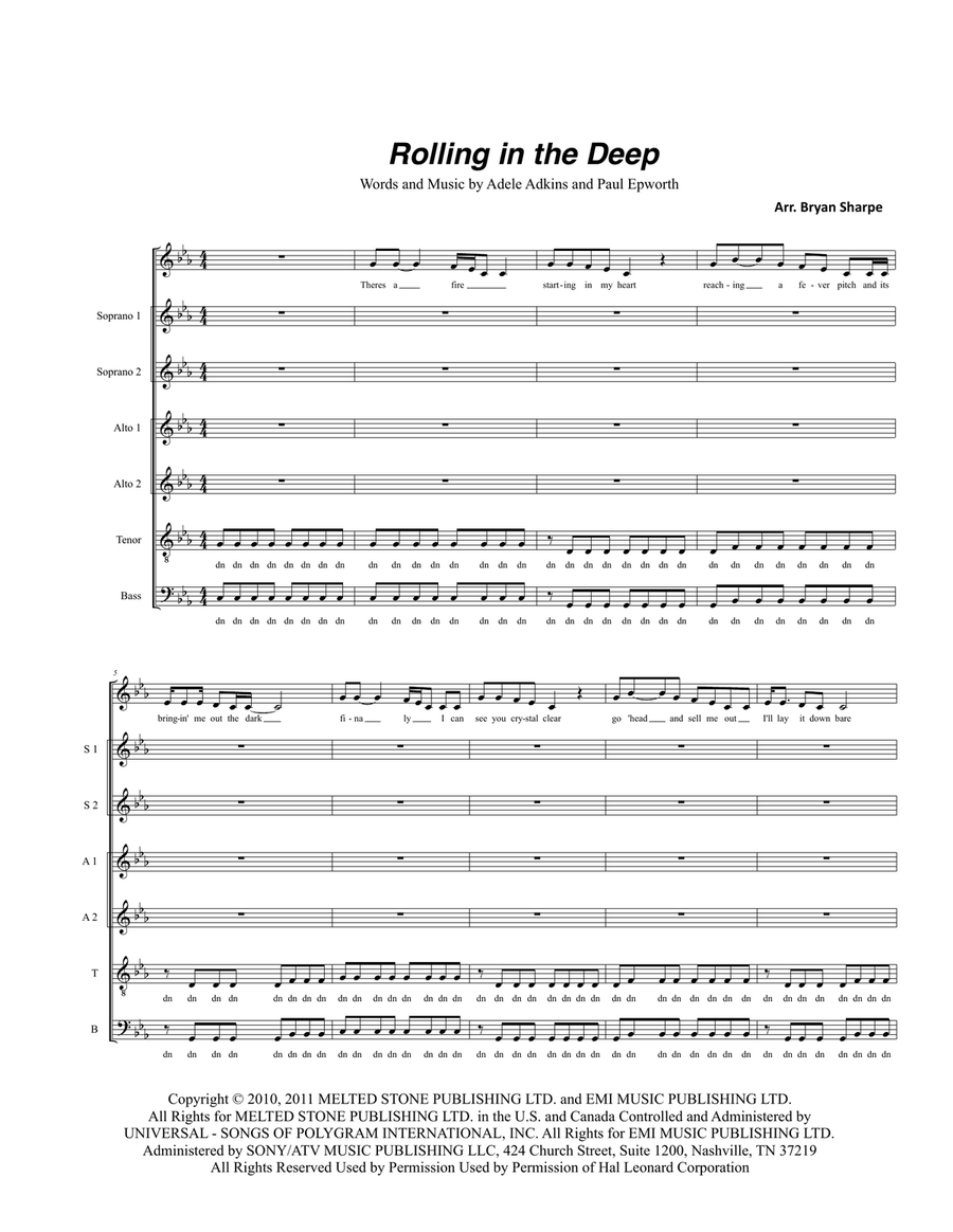 Rolling In The Deep 4-Part scores gallery preview page 1