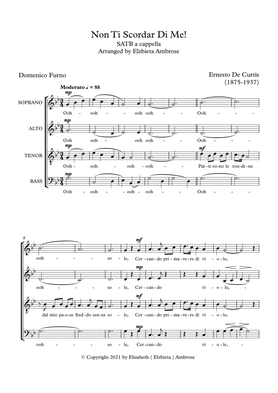 Non Ti Scordar Di Me! SATB a cappella 4-Part scores gallery preview page 1
