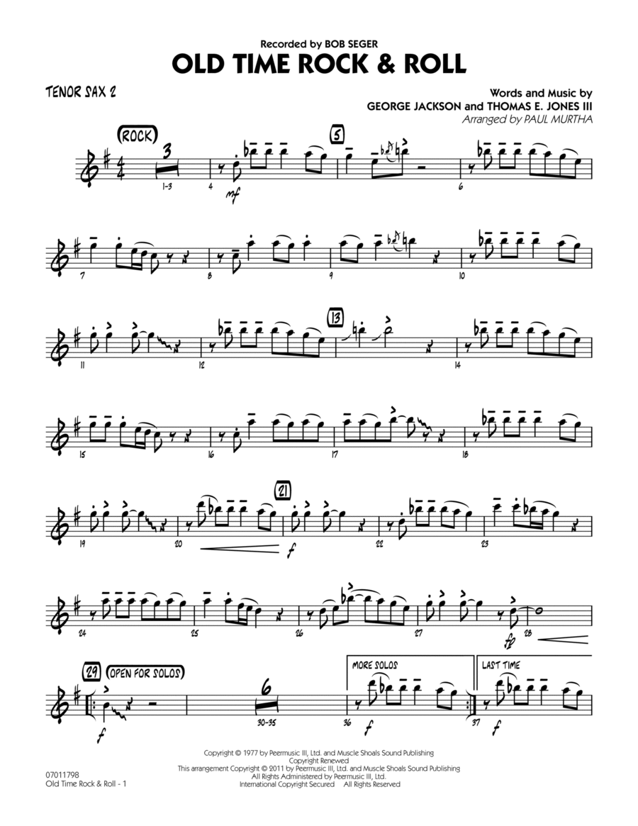Old Time Rock & Roll - Tenor Sax 2 Jazz Ensemble scores gallery preview page 1