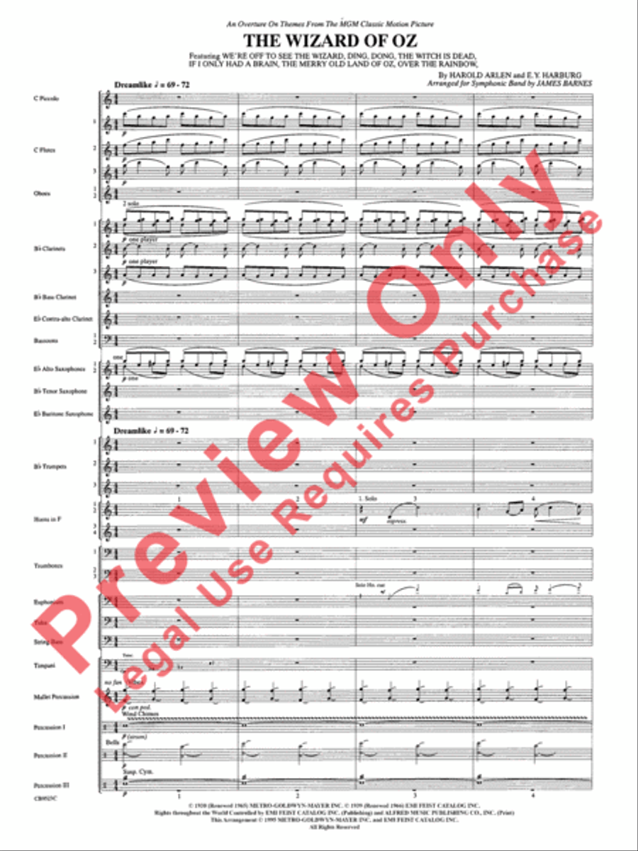 The Wizard of Oz Concert Band scores gallery preview page 4