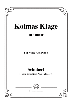 Schubert-Kolmas Klage(Colma's Lament),D.217,in b minor,for Voice&Piano
