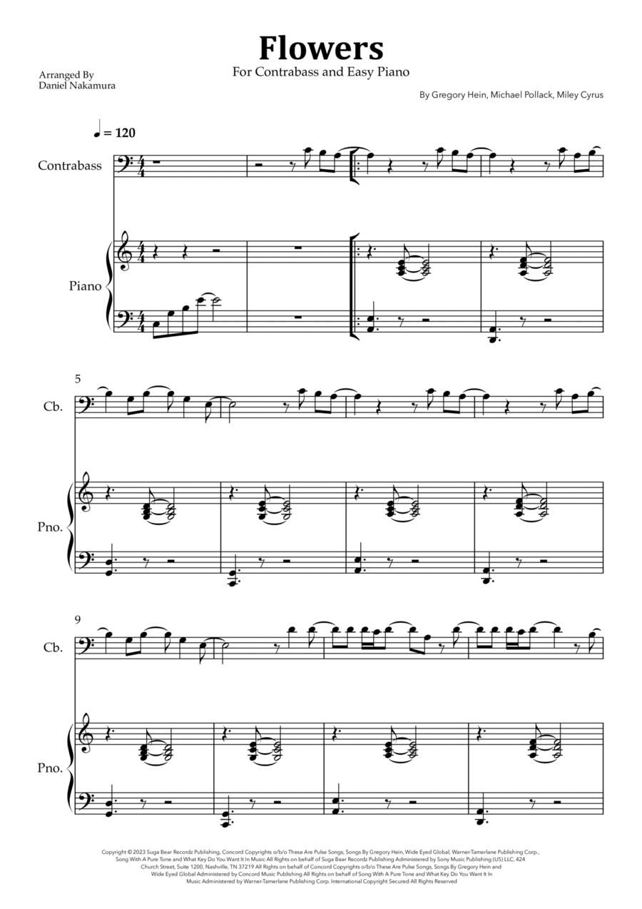 Flowers Double Bass scores gallery preview page 1