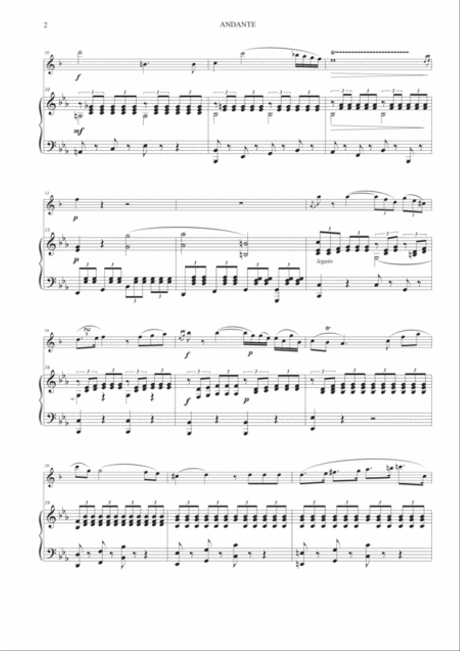 Andante from Concerto No. 21 for Soprano Saxophone and Piano Woodwind Duet scores gallery preview page 3