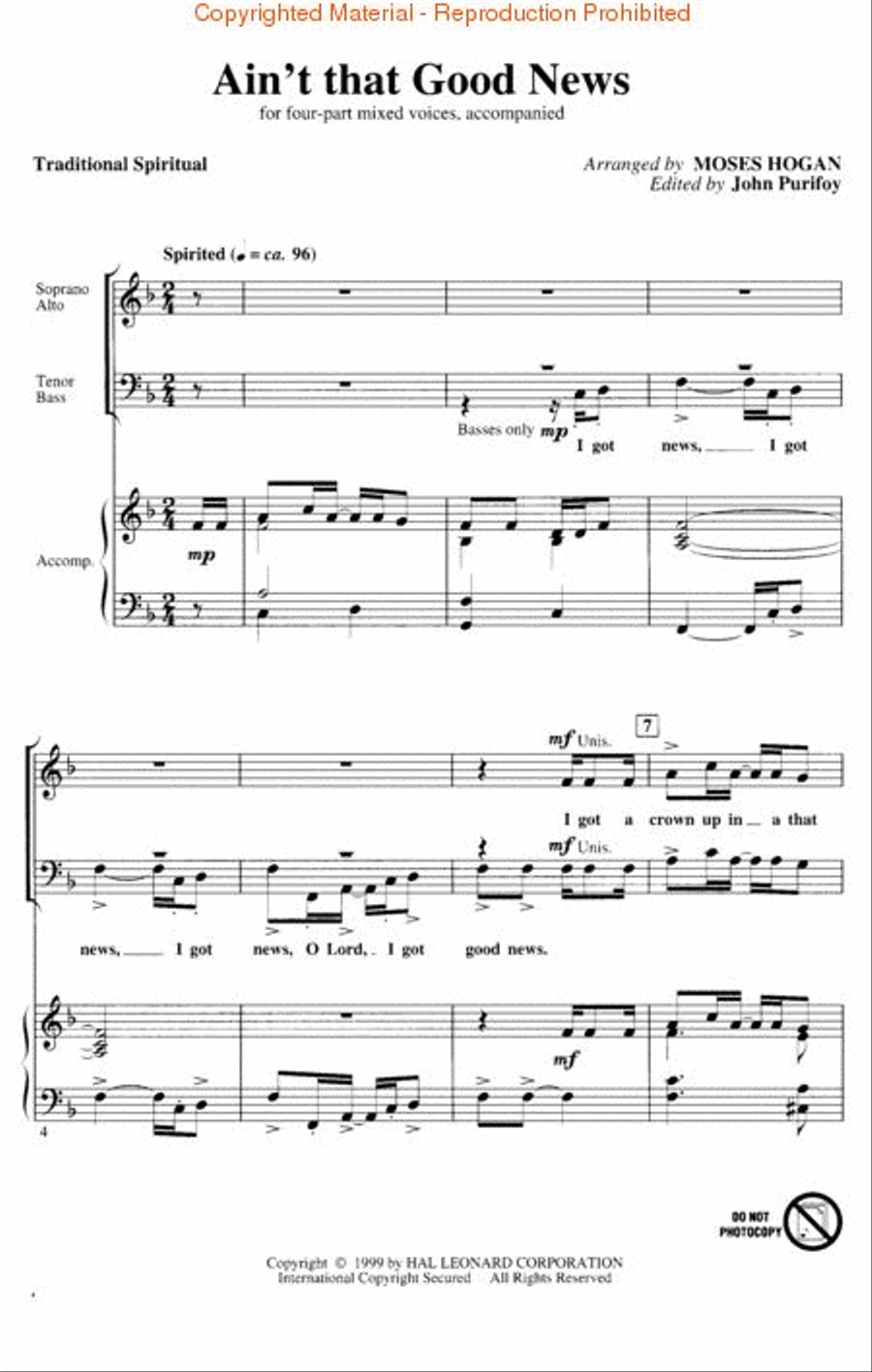 Ain't That Good News! (Collection) 4-Part scores gallery preview page 3