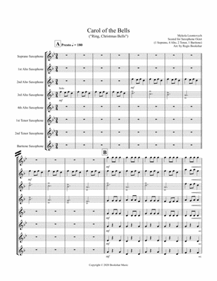Carol of the Bells (F min) (Saxophone Octet - 1 Sop, 4 Alto, 2 Ten, 1 Bari)