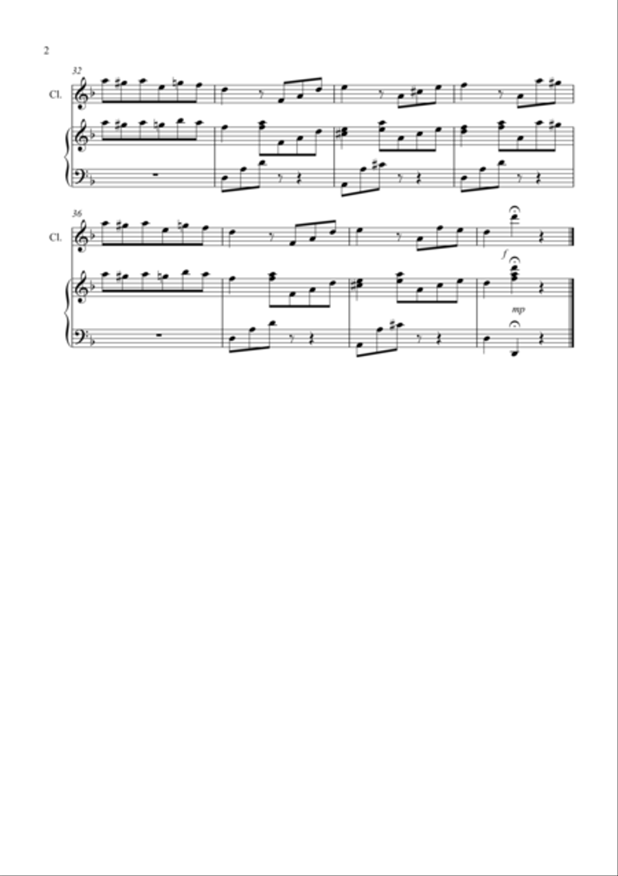 Fur Elise for Clarinet and Piano Clarinet Solo scores gallery preview page 2