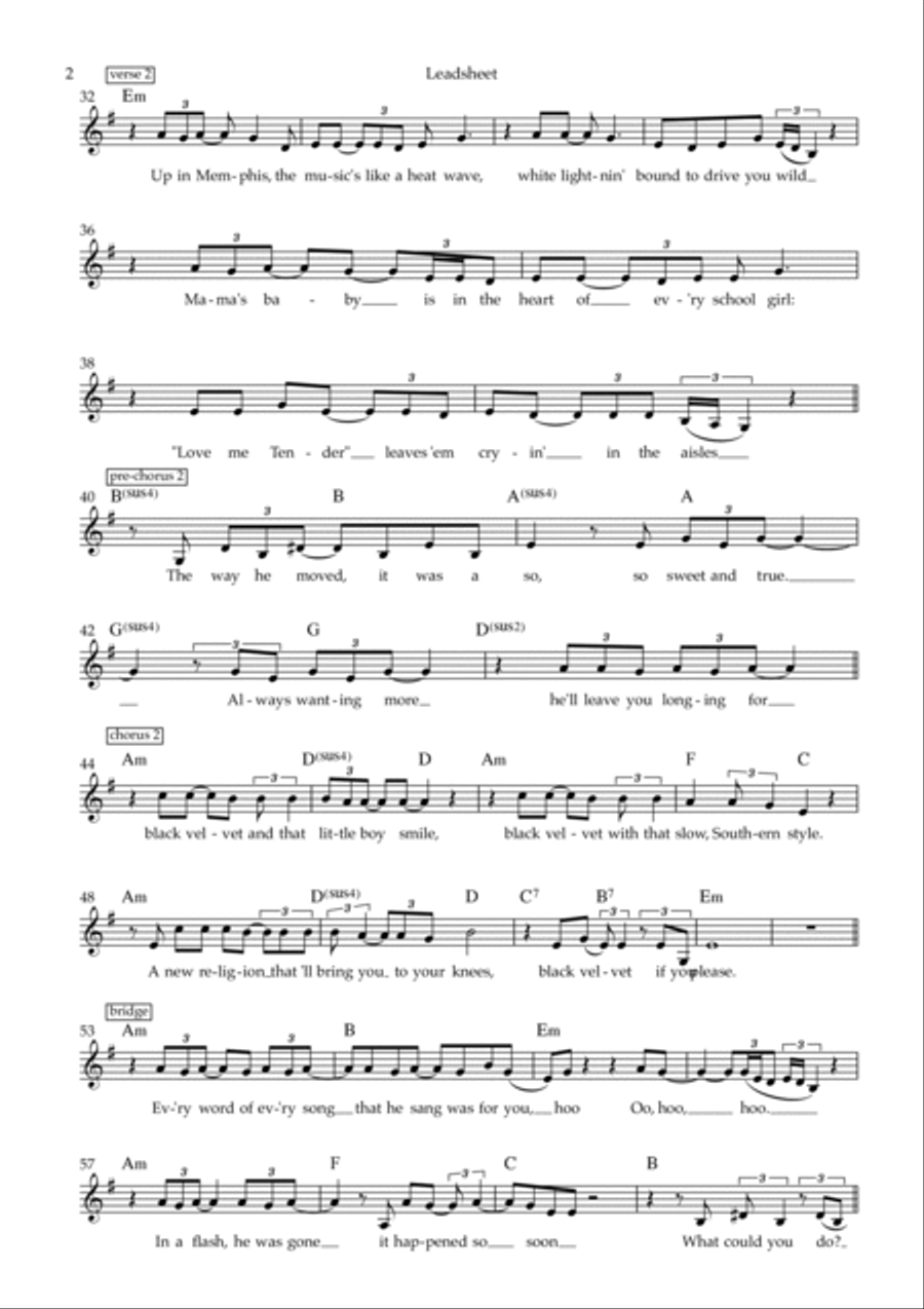 Black Velvet Piano scores gallery preview page 2
