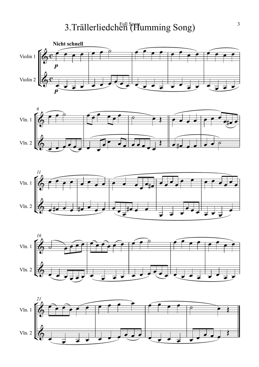 Schumann: Album für die Jugend (Album for the Young) (Op.68)(Nos. 1,2,3,5,6,7,8,) - violin duet String Duet scores gallery preview page 3