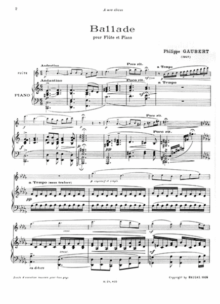 Philippe Gaubert - Balladepour Flute Et Piano
