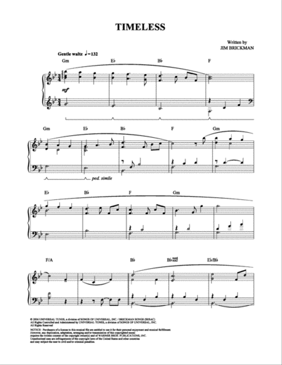 Timeless Piano, Vocal, Guitar scores gallery preview page 1
