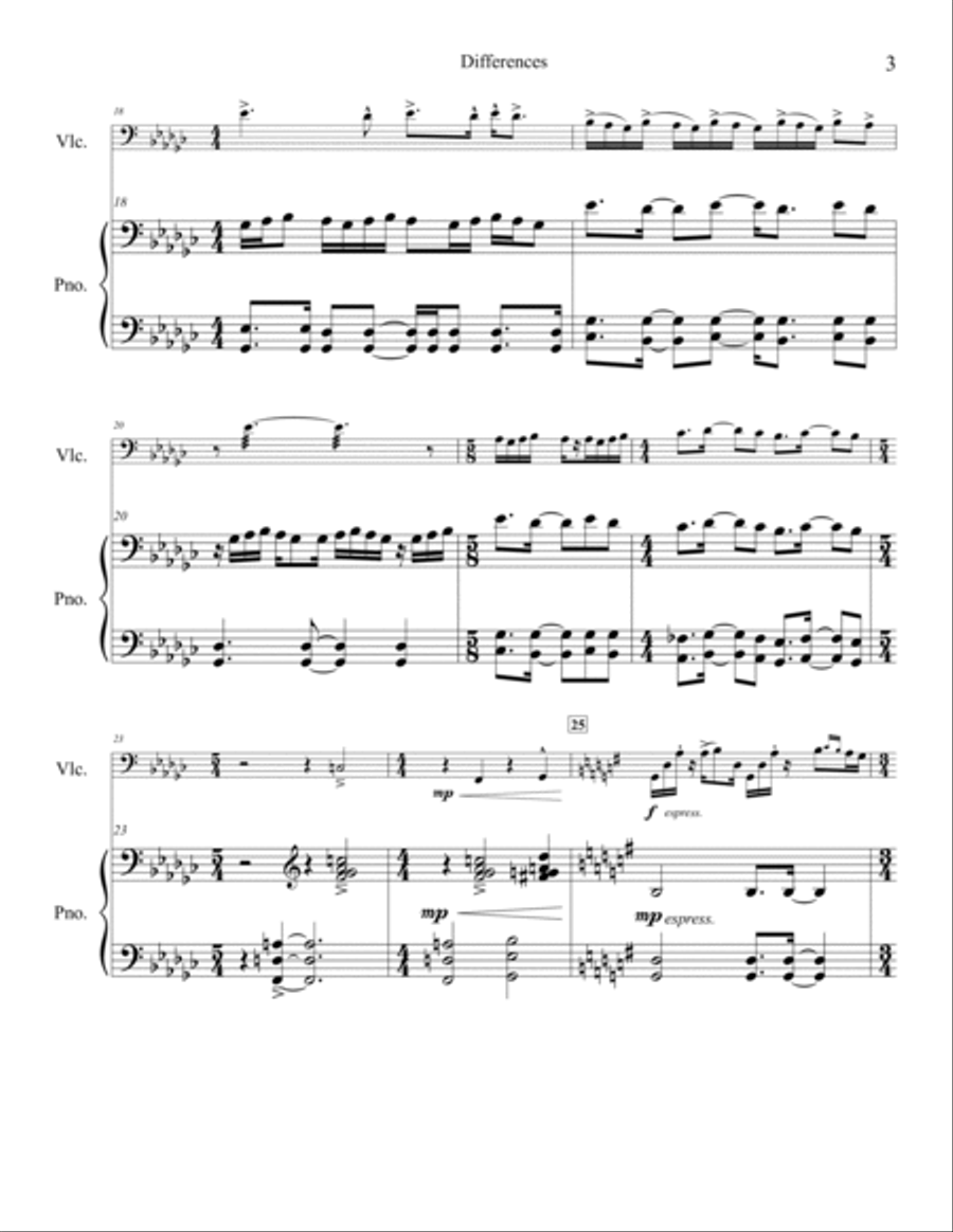 Differences Cello Solo scores gallery preview page 3