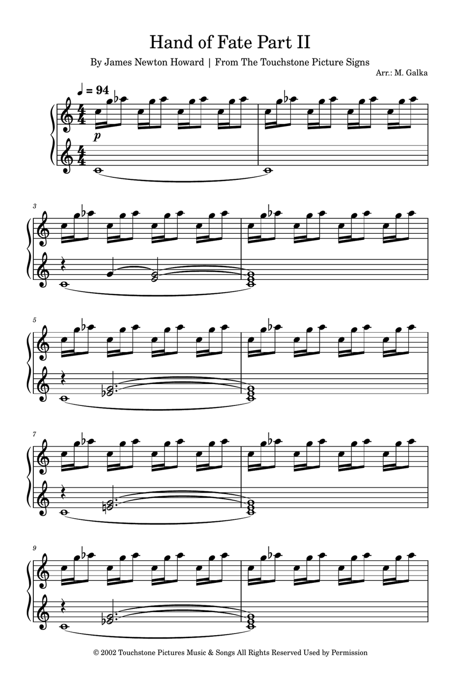 The Hand Of Fate Part 2 Piano Solo scores gallery preview page 1