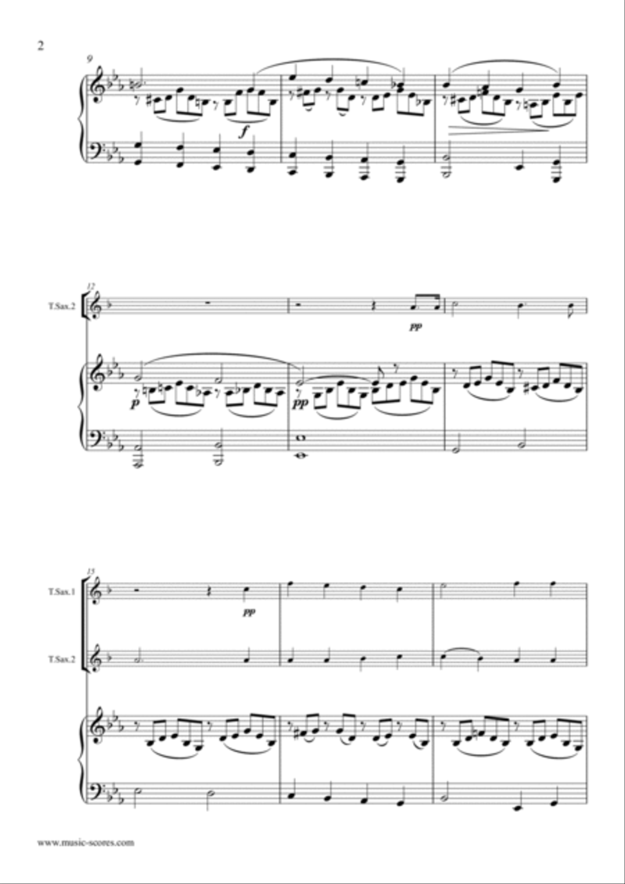 Cantique de Jean Racine - 2 Alto Saxes, 2 Tenor Saxes and Piano Woodwind Duet scores gallery preview page 2