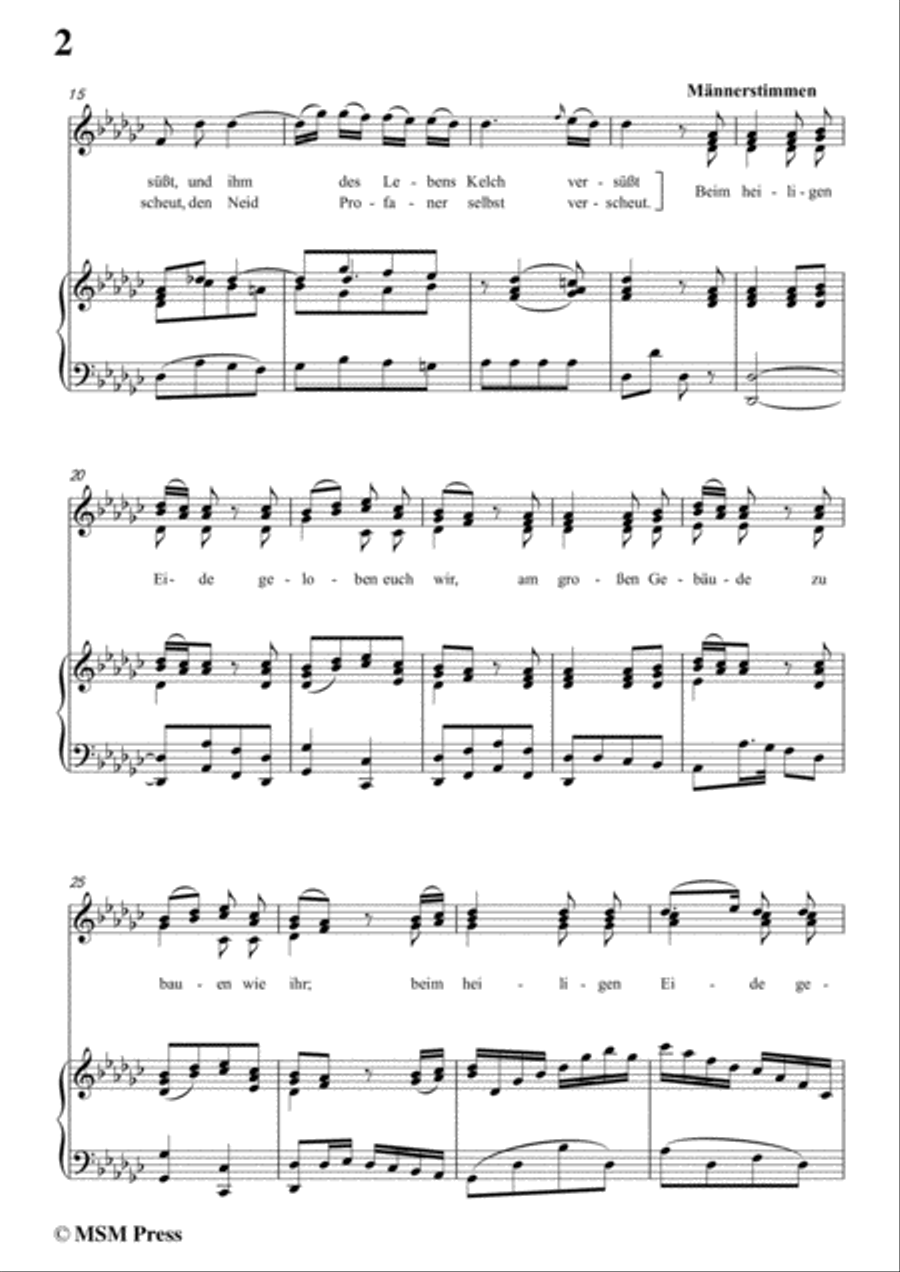 Mozart-Zum Schluβ der logenversammlung,in G flat Major,for Voice and Piano Voice Solo scores gallery preview page 4