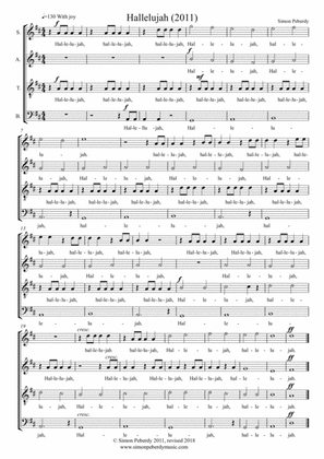 Hallelujah for SATB choir, by Simon Peberdy