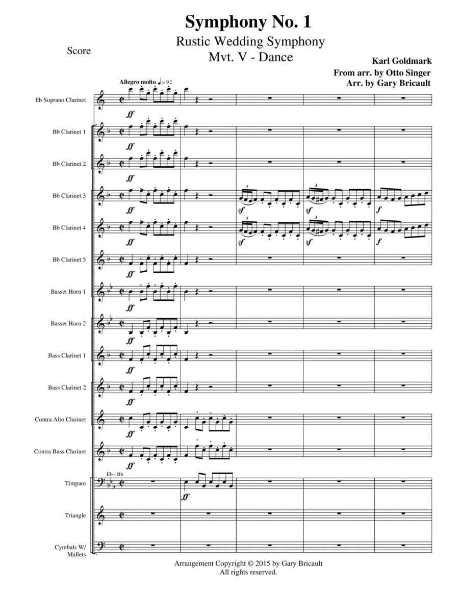 Mvt. V - Dance from Symphony No. 1 (Rustic Wedding Symphony) Woodwind Ensemble scores gallery preview page 1