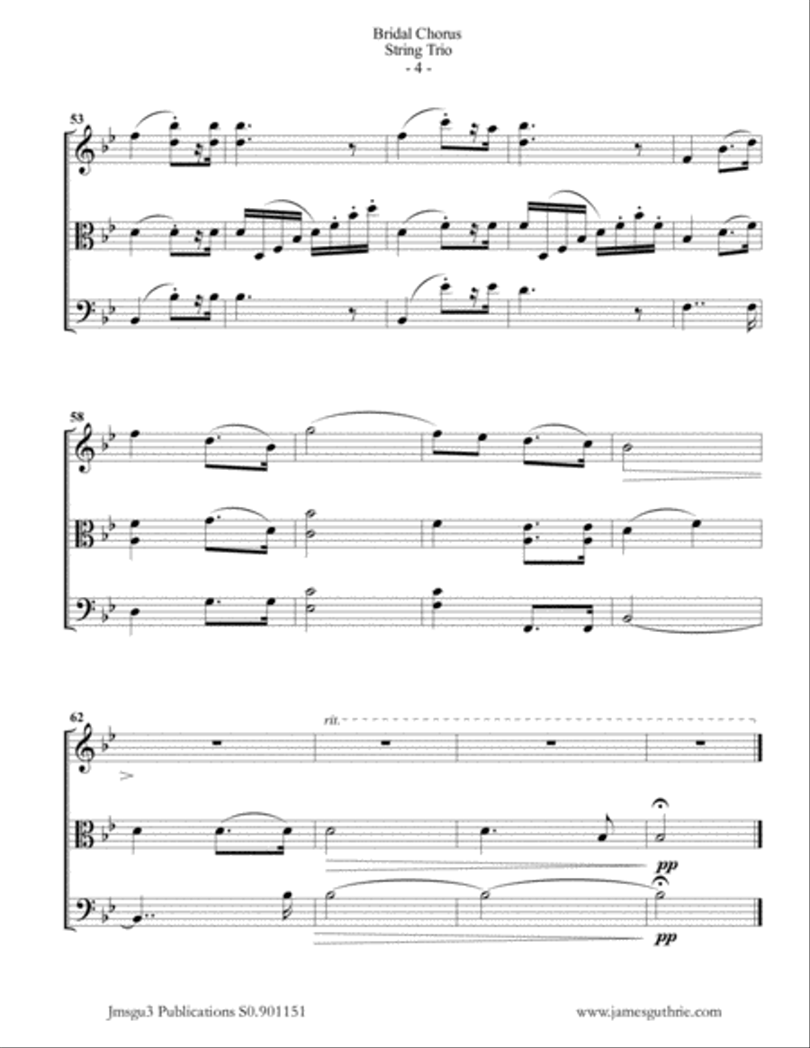 Wagner: Bridal Chorus for String Trio String Trio scores gallery preview page 4