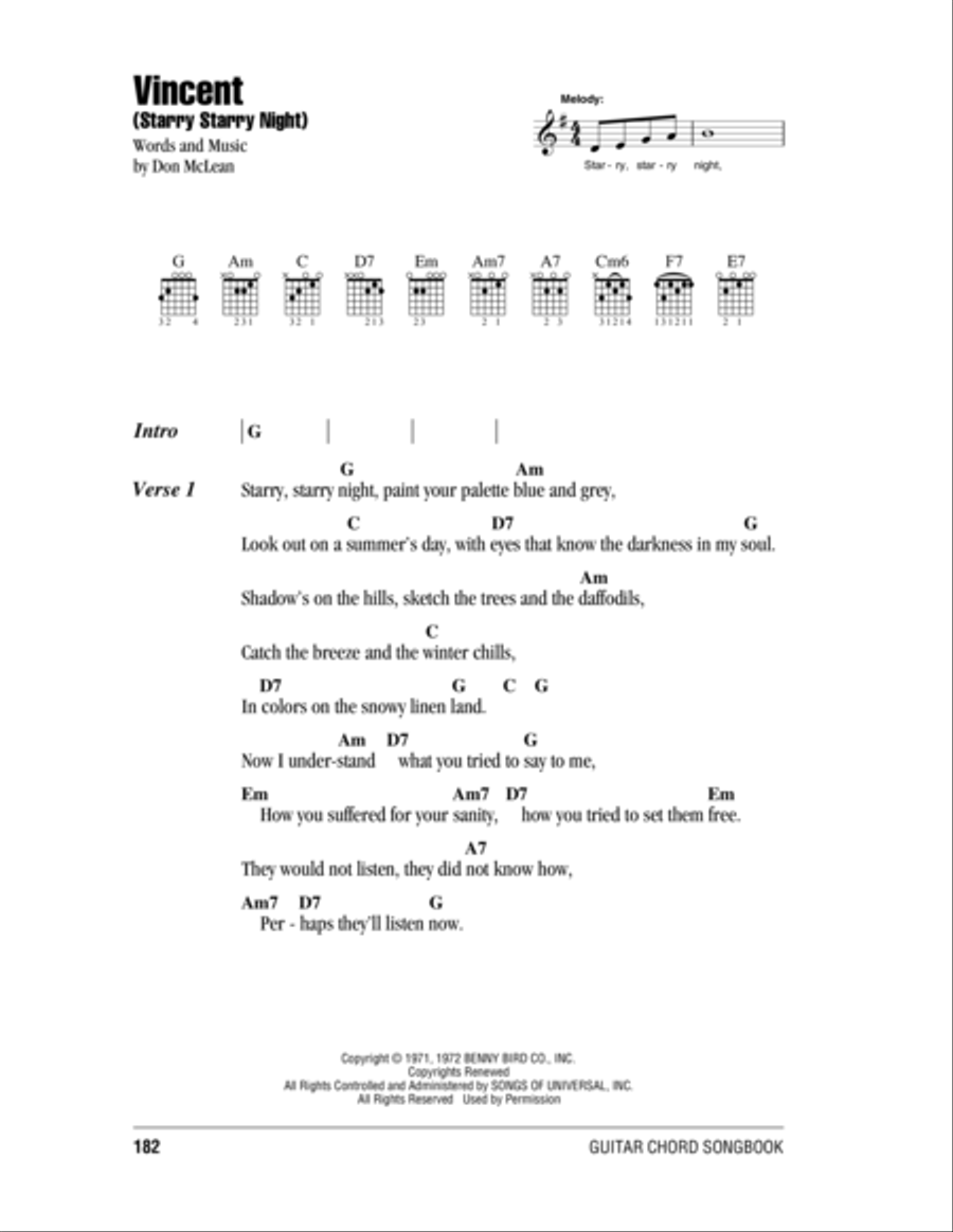Vincent (Starry Starry Night) Acoustic Guitar scores gallery preview page 1