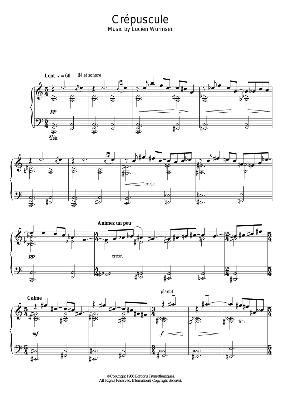 Crepuscule Crepuscule Piano Solo scores gallery preview page 1
