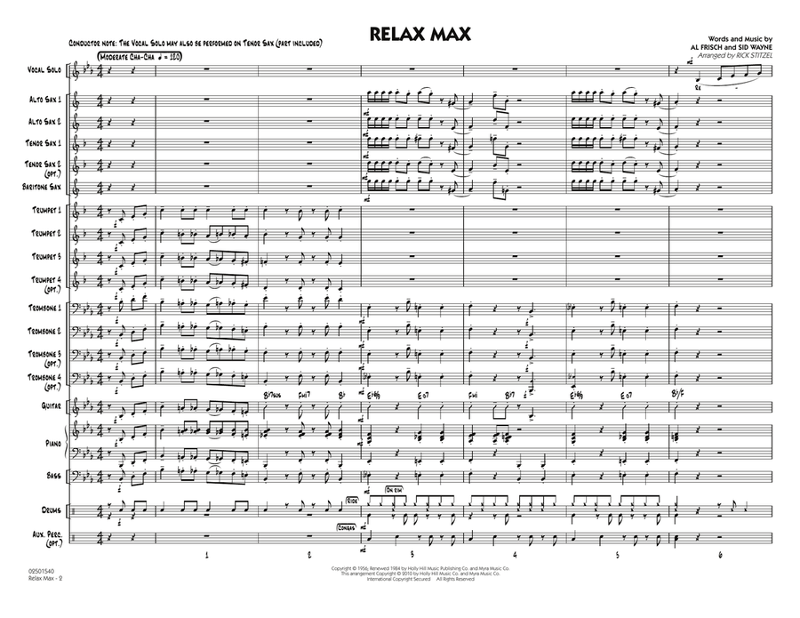 Relax Max (arr. Rick Stitzel) - Full Score Jazz Ensemble scores gallery preview page 2