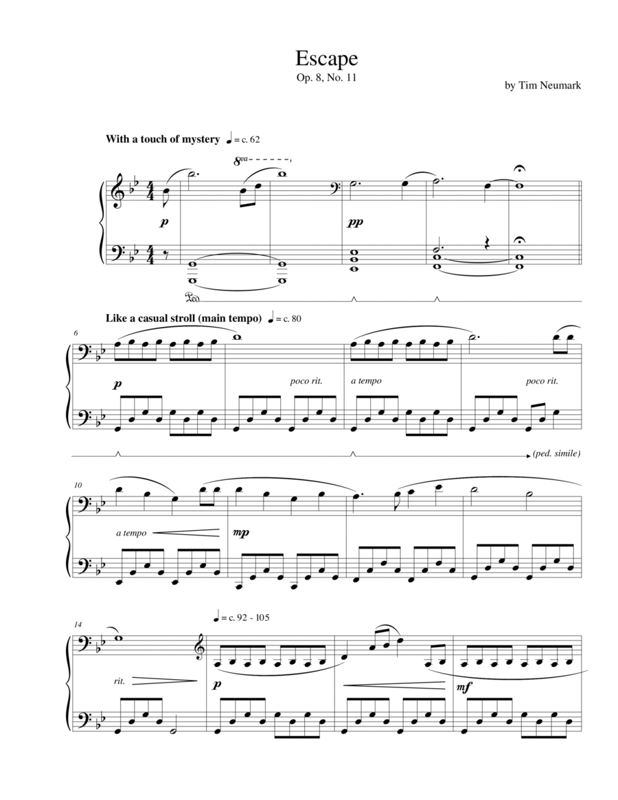 Escape Piano Solo scores gallery preview page 1