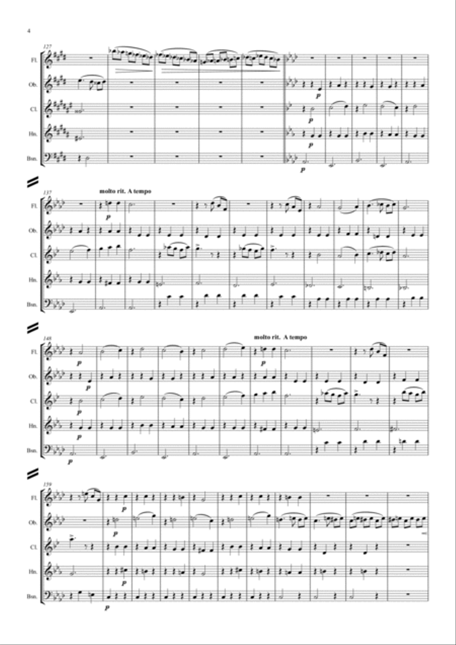 Tchaikovsky: The Seasons Op.37a “Winter” (Dec, Jan, Feb) - wind quintet Woodwind Quintet scores gallery preview page 4