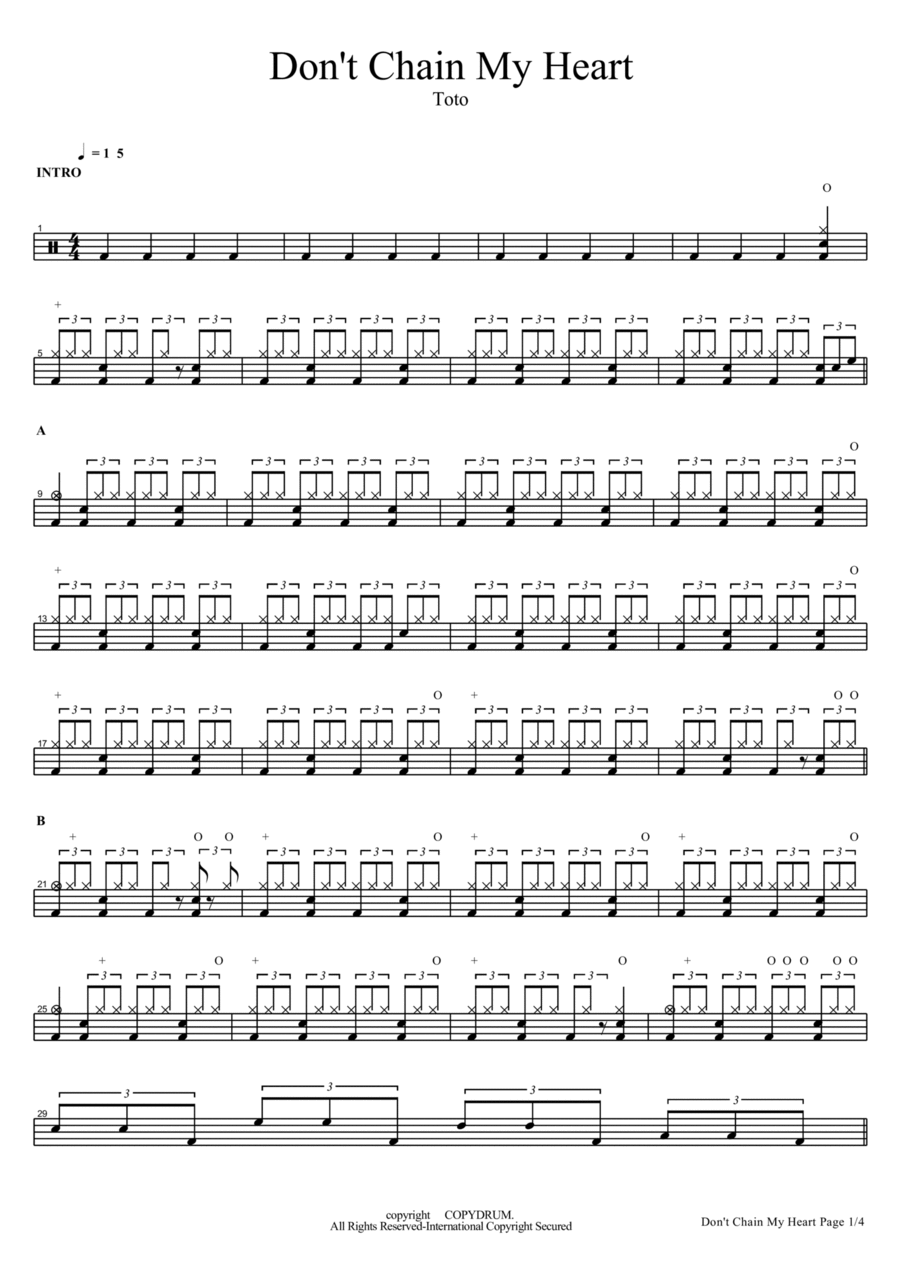 Don't Chain My Heart Drum Set scores gallery preview page 1