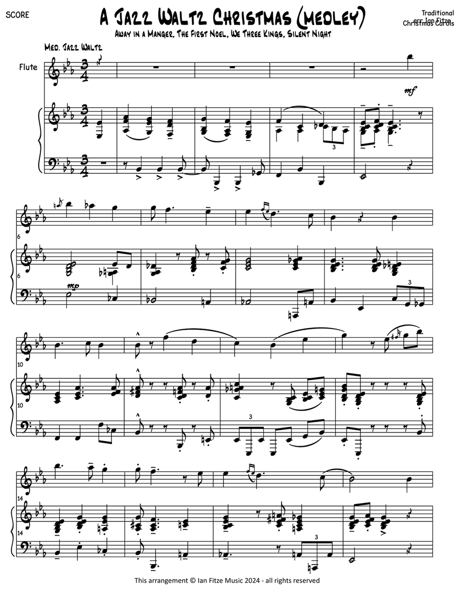 A Jazz Waltz Christmas (medley) Flute scores gallery preview page 4
