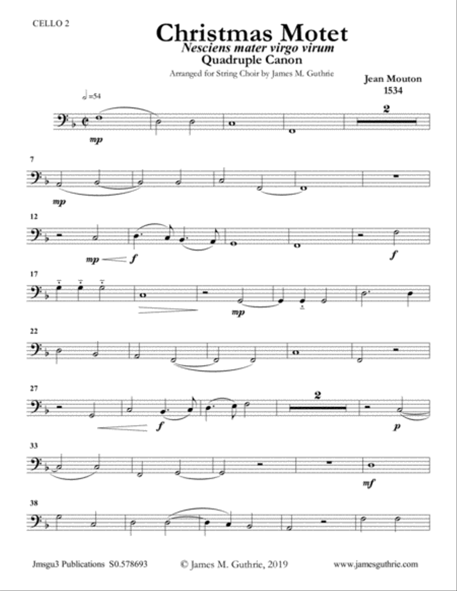 Mouton: Christmas Motet for String Choir 4-Part scores gallery preview page 3