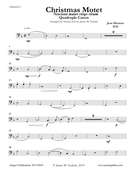 Mouton: Christmas Motet for String Choir image number null