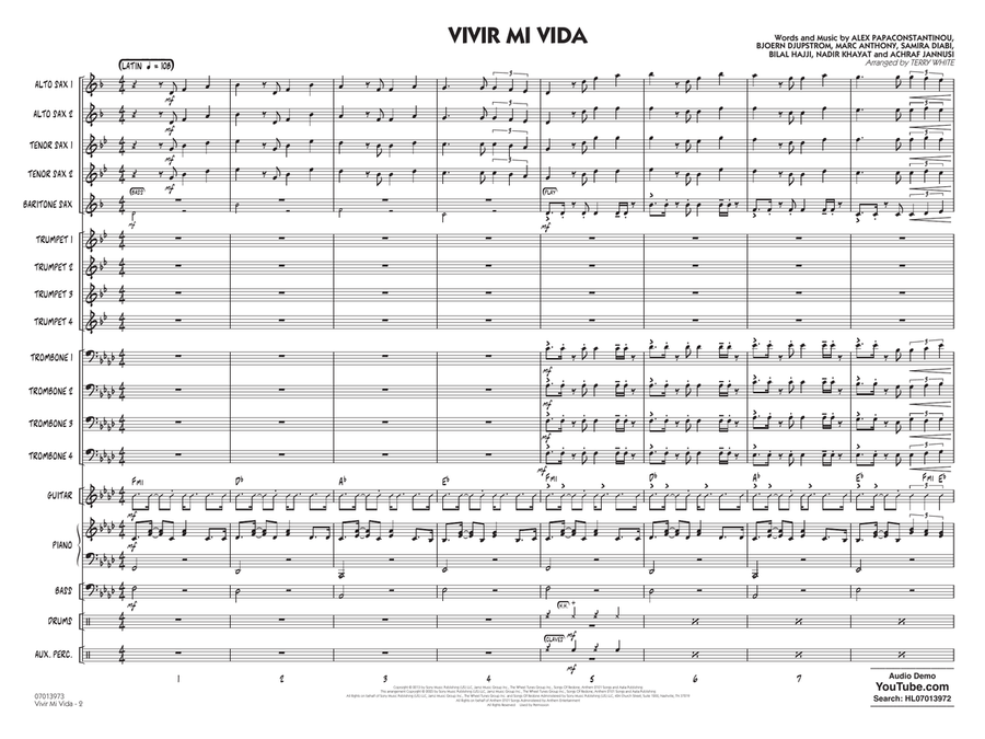 Vivir Mi Vida (arr. Terry White) - Conductor Score (Full Score) Jazz Ensemble scores gallery preview page 2