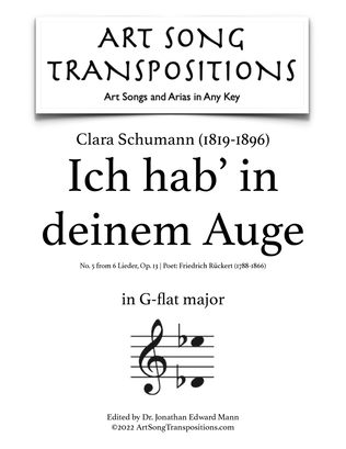 Book cover for SCHUMANN: Ich hab' in deinem Auge, Op. 13 no. 5 (transposed to G-flat major)