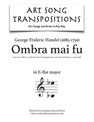 Book cover for HANDEL: Ombra mai fu (transposed to E-flat major)
