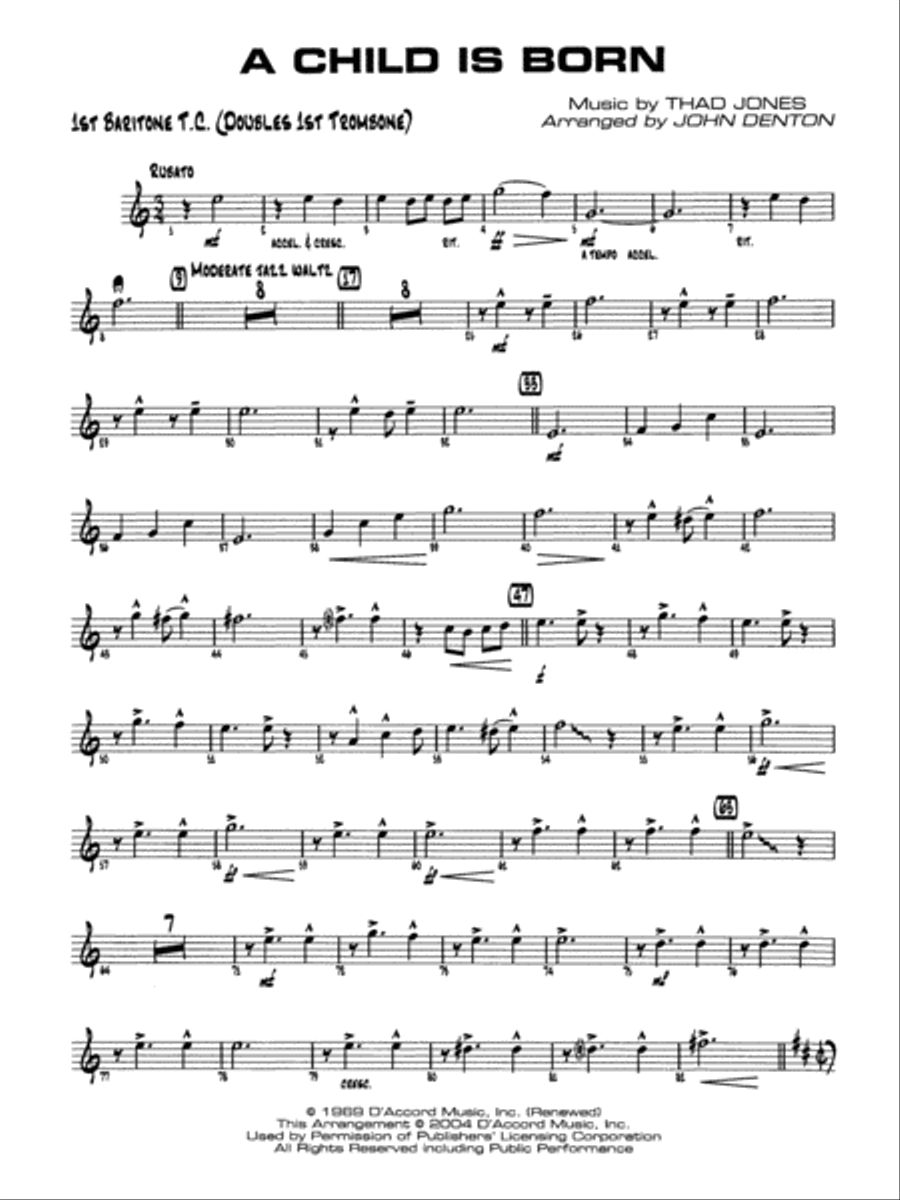 A Child Is Born: Baritone T.C. Jazz Ensemble scores gallery preview page 1