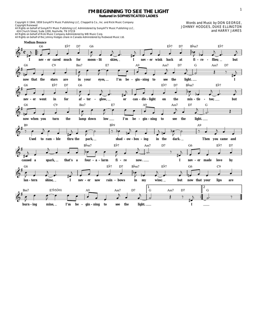 I'm Beginning To See The Light Guitar scores gallery preview page 1