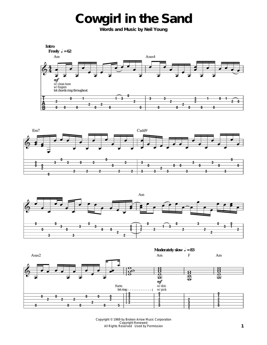 Cowgirl In The Sand Acoustic Guitar scores gallery preview page 1
