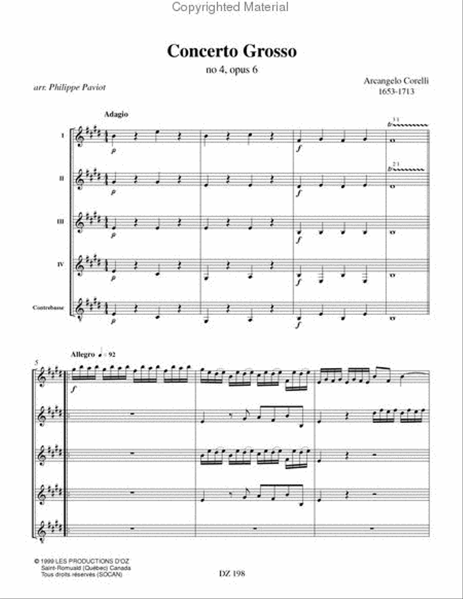 Concerto Grosso, no 4, opus 6 Guitar Ensemble scores gallery preview page 2